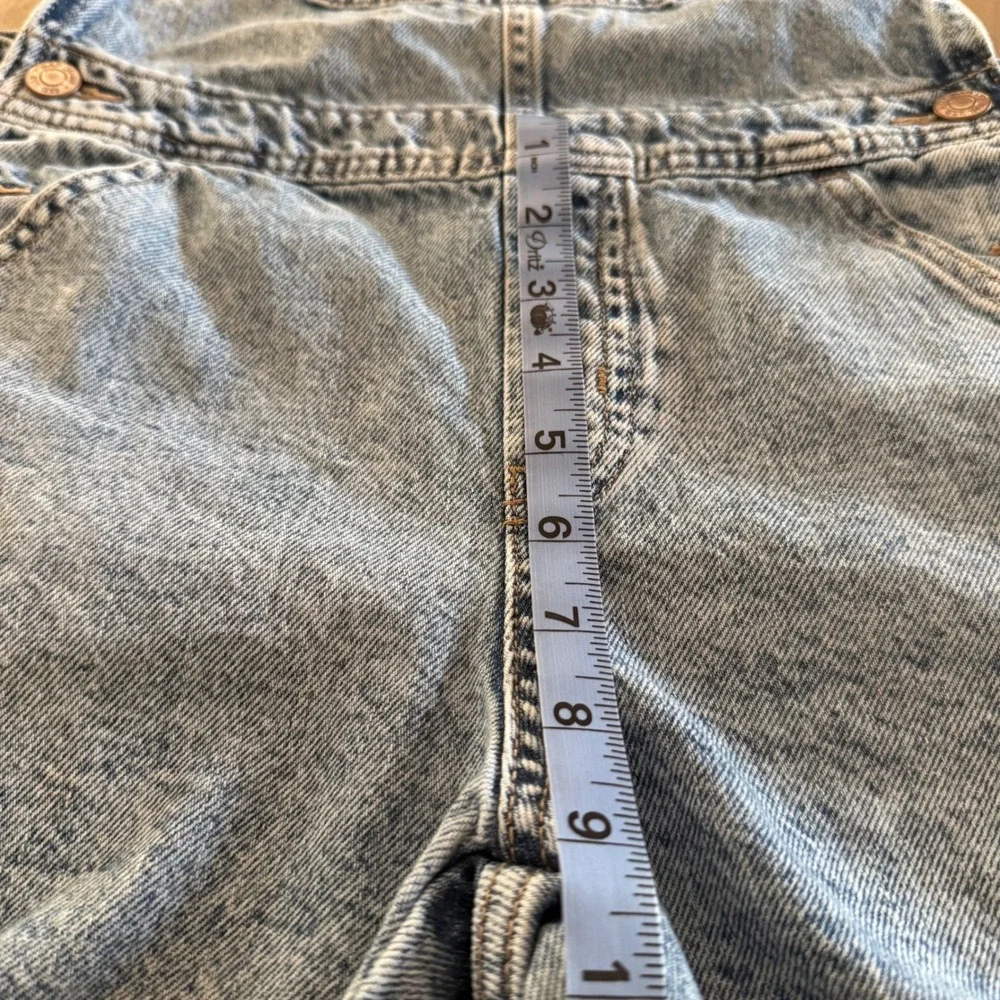 Gap Denim Shortall Overalls Girls XL 12 Medium Acid Wash Raw Hem